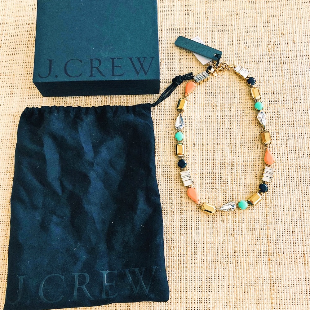 J. Crew Crystal Streamer multicolor necklace, BNWT